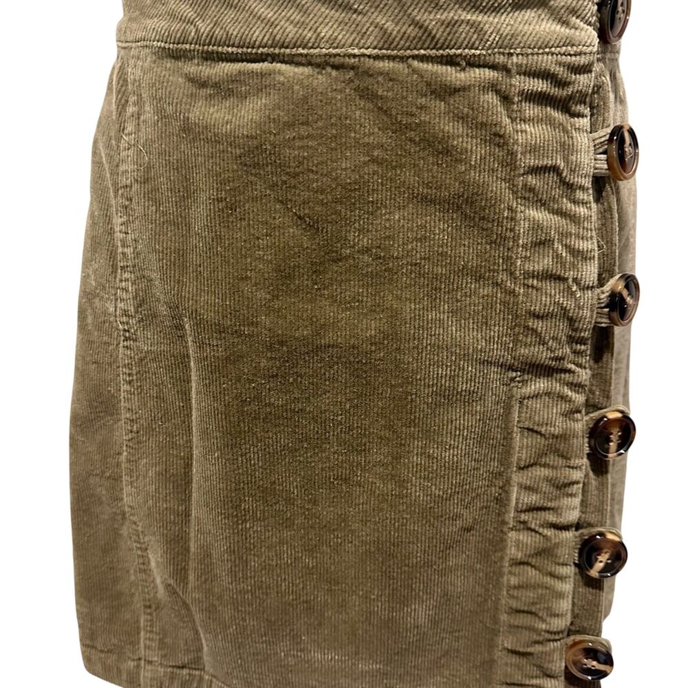 Wishlist Corduroy Olive Green Skirt Side Buttons Medium